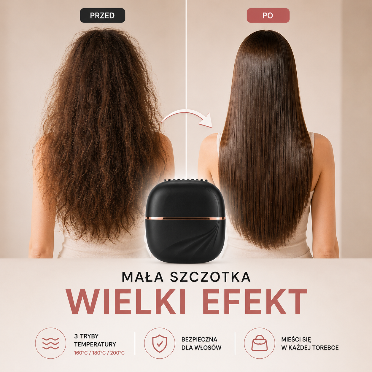 Efekt — gładkie lśniące włosy